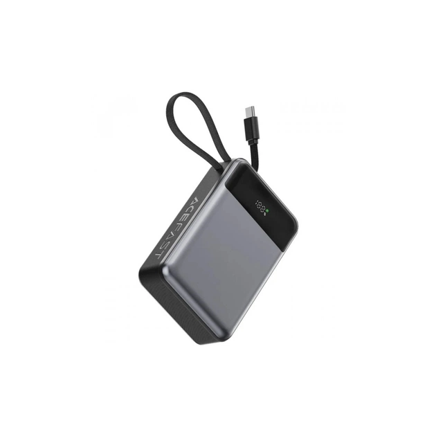 Батарея універсальна Acefast 20000mAh 65W PD, QC/3.0 USB-A+USB-C In/Out,build-in cable M21 Black-Gray (6974316283898) - зображення 1