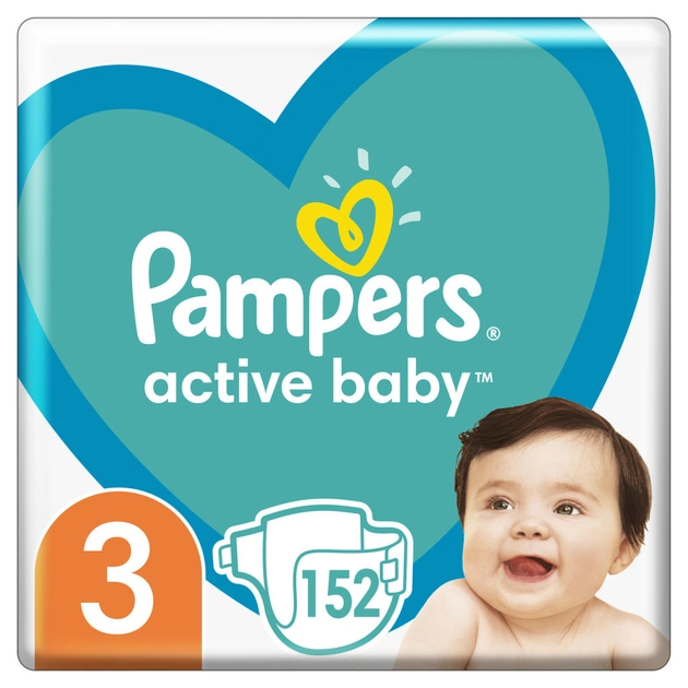 Підгузки Pampers Active Baby Midi Розмір 3 (6-10 кг) 152 шт (8001090951533) - изображение 1
