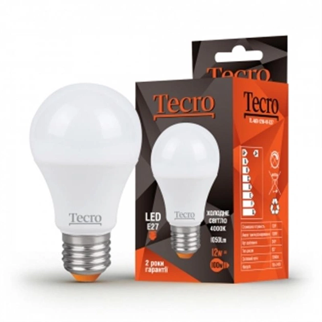 Лампа светодиодная Tecro 12W E27 4000K (TL-A60-12W-4K-E27) - изображение 1