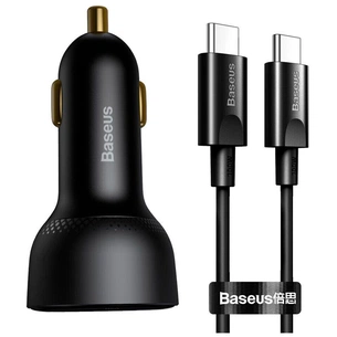 Зарядний пристрій Baseus Superme Digital Display PPS Dual Quick Charger Car Charger black (TZCCZX-01) зображення 1