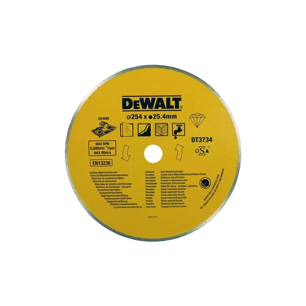 Диск пильный DeWALT алмазный бетон/кирпич/напольная плитка/кафель, 250х1.6х25.4 мм (DT3734) - изображение 1