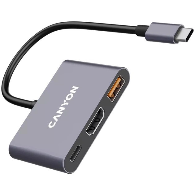 Концентратор Canyon hub DS-4 3in1 USB-C Grey (CNS-TDS4) - picture 3
