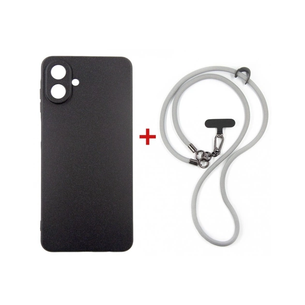 Чохол до мобільного телефона Dengos Case + Cross-body Strap Samsung Galaxy A07 Black+Grey (DG-KM-CCRB-15) - зображення 1