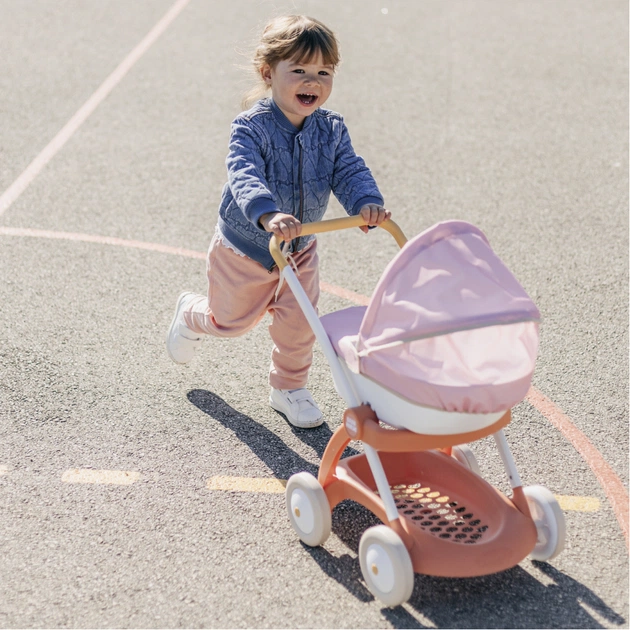 Коляска для ляльок Smoby Baby Nurse Теракотова пудра, люлька з корзиною, 18 міс.+ (7600254124) - picture 3