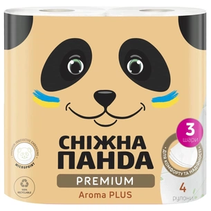 Туалетний папір Сніжна Панда Premium Aroma Plus 3 шари 4 рулони (4820183972880) зображення 1