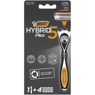 Бритва Bic Flex 5 Hybrid із 4 змінними картриджами (3086123644984) зображення 1
