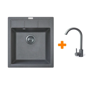 Мийка кухонна Adamant Brick сірий + змішувач (4824296209204) зображення 1