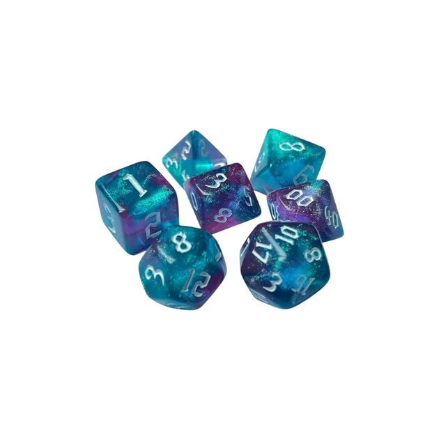 Набор кубиков для настольных игр Games 7 Days Double Glitter 7 Dice Set - Aqua-Purple (g7dglitdc02) - изображение 1