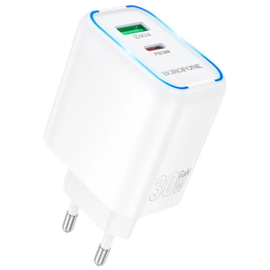 Зарядний пристрій BOROFONE BA89A Destello 1xUSB-C PD30W + 1xUSB QC3.0 White (6941991119361) зображення 1