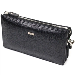 Гаманець Bond Accessories На два відділення з натуральної шкіри флотар Чорна (22047) зображення 1