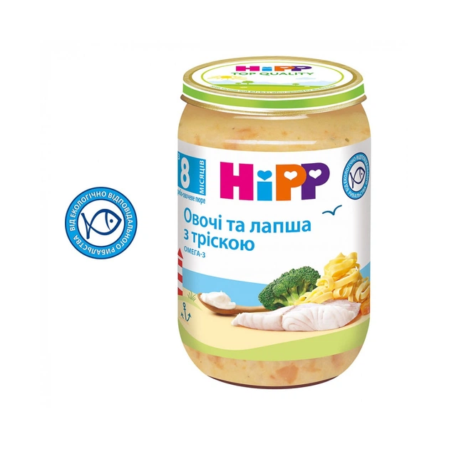 Дитяче пюре HiPP локшина з морською рибою та овочами, 220 г (9062300131465) - зображення 1
