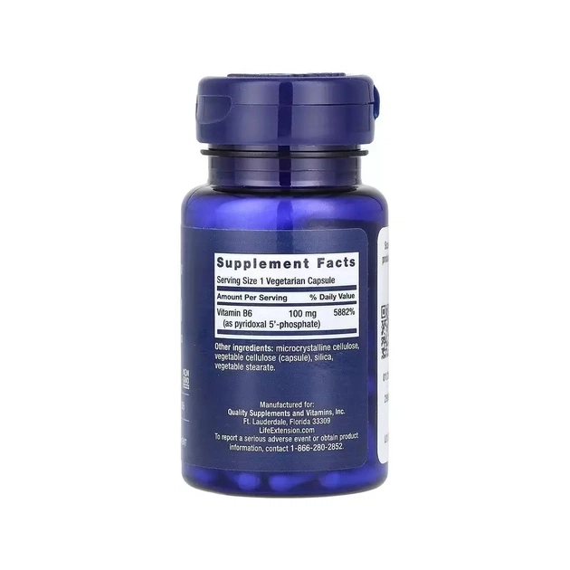 Вітамін Life Extension Піридоксаль 5''-фосфат, Вітамін B6, 100 мг, Pyridoxal 5''-Phosphate Caps, 6 (LEX-12176) - зображення 2