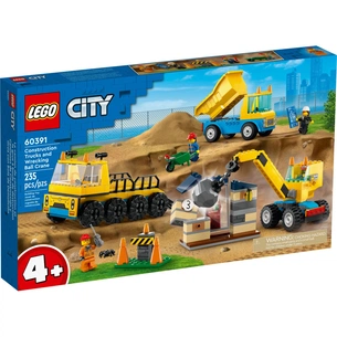 Конструктор LEGO City Будівельна вантажівка й кулястий кран-таран 235 деталей (60391) зображення 1