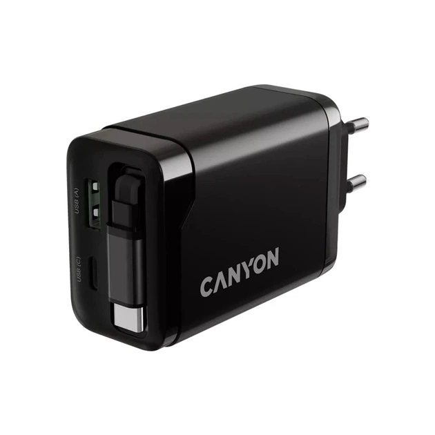 Зарядний пристрій Canyon 1xUSB-C PD65W + 1xUSB QC3.0 + cable USB-C to USB-C black (CNS-CURC65ACB) - picture 7