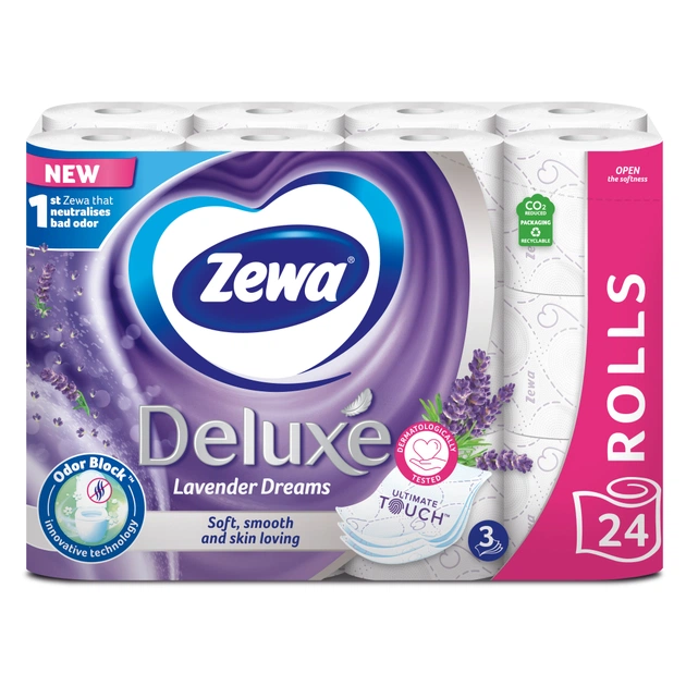 Туалетная бумага Zewa Deluxe Лаванда 3 слоя 24 рулона (7322541184944) - изображение 1