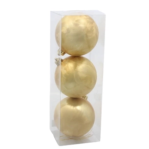 Ялинкова іграшка Chomik пластикові кульки 3 шт, 8см, золотисті (5900779893870_2) зображення 1
