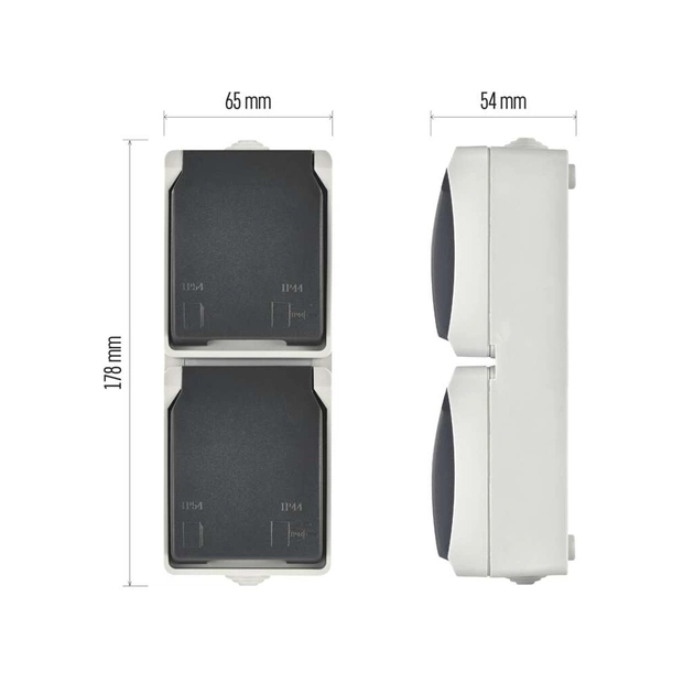 Розетка EMOS вертикальна зовнішня IP44 Сіро-чорна (A1396.3) - picture 8