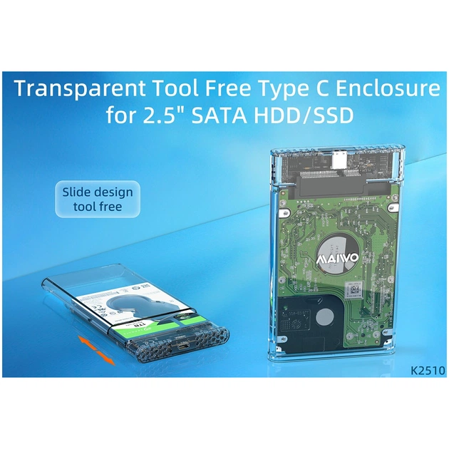 Кишеня зовнішня Maiwo 2.5" SATA/SSD HDD - USB3.1 Gen1 Type-C (K2510) - picture 4