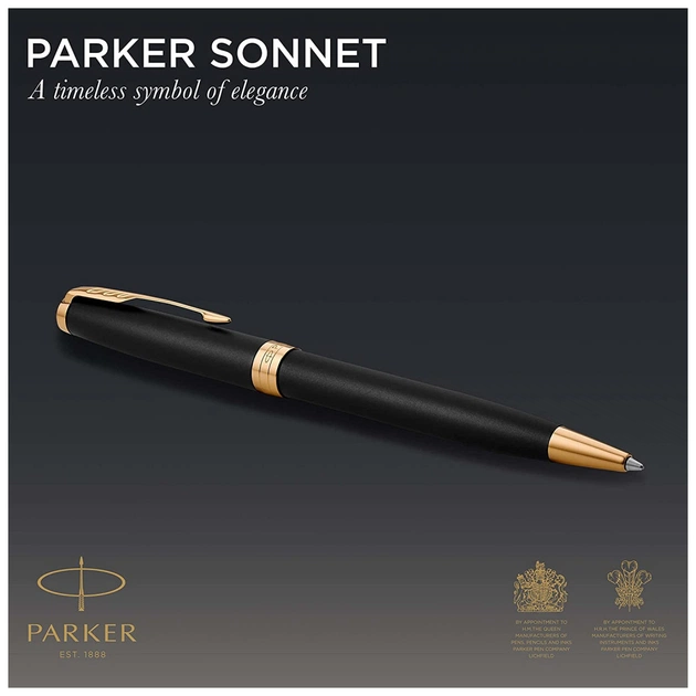 Ручка кулькова Parker SONNET 17 Matte Black Lacquer GT BP (84 832) - picture 3