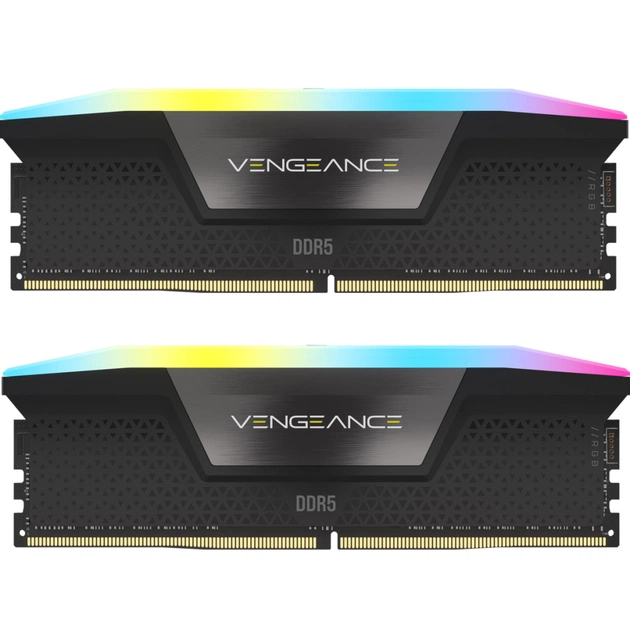 Модуль пам'яті для комп'ютера DDR5 64GB (2x32GB) 5600 MHz Vengeance RGB Black Corsair (CMH64GX5M2B5600C40) - зображення 1