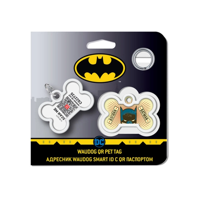 Адресник для животных WAUDOG Smart ID с QR паспортом "Бэтмен винтаж", кость 40х28 мм (0640-1008) - изображение 5
