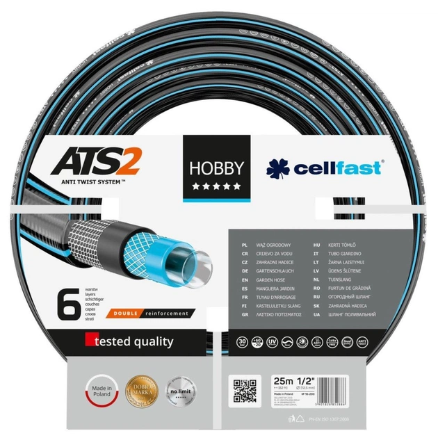 Шланг для поливу Cellfast HOBBY ATS, 1/2", 25м, 6 шарів, до 30 Бар, -20…+60°C (16-200) - picture 1