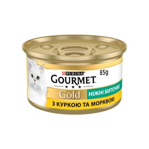 Вологий корм для кішок Purina Gourmet Gold. Ніжні биточки з куркою і морквою 85 г (7613035442207) зображення 1