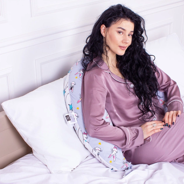 Подушка MirSon для вагітних та годування №8310 Print Line 17-0527 Bunnies Бязь 30х170х20 см (2200006200352) - picture 7