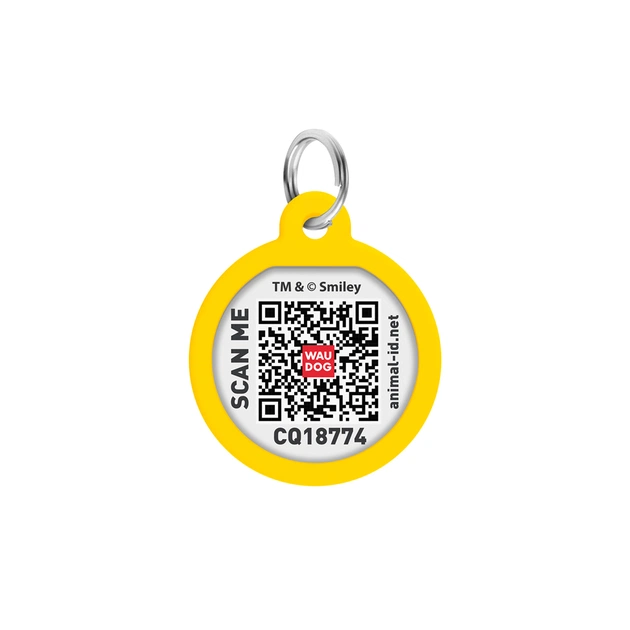 Адресник для тварин WAUDOG Smart ID з QR паспортом "Смайли на рожевому", коло 25 мм (225-0187) - picture 3