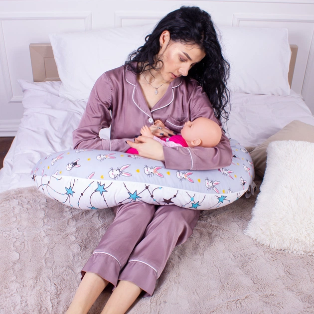 Подушка MirSon для вагітних та годування №8310 Print Line 17-0527 Bunnies Бязь 30х170х20 см (2200006200352) - picture 8