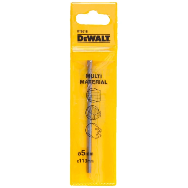 Сверло DeWALT универсальное D=5 мм,L=113 мм,WL=83 мм, 1 шт (DT6518) - изображение 1
