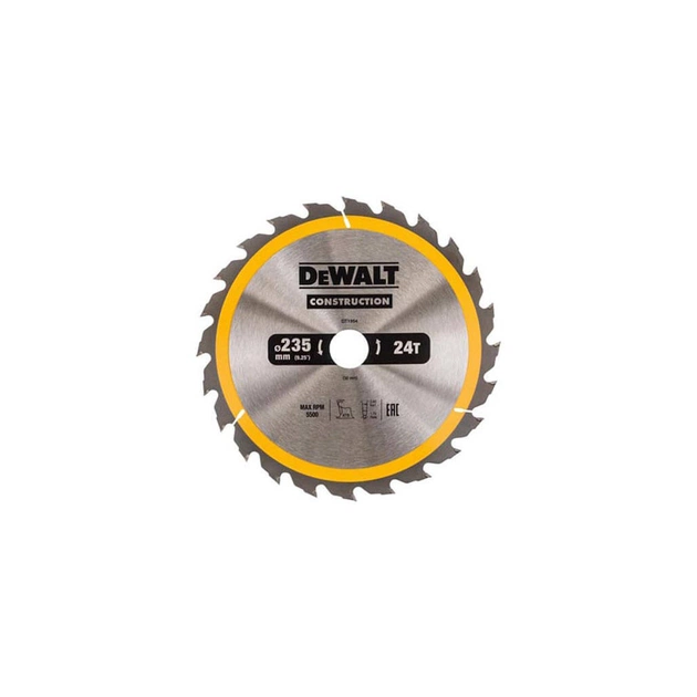 Диск пильный DeWALT СONSTRUCTION , 235x30, 24 z, АТВ, 20 гр. (DT1954) - изображение 1