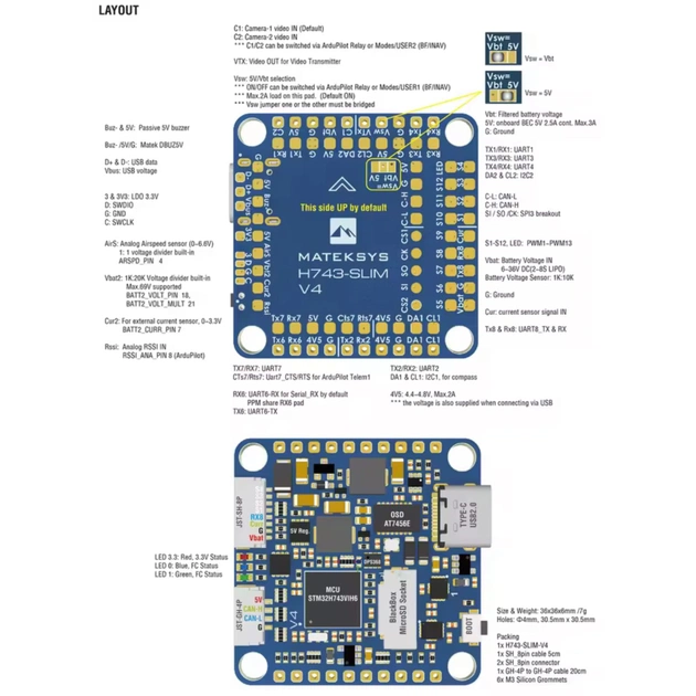 Політний контролер (FC) MATEK H743-SLIM-V4 (H743SLIMV4) - зображення 6