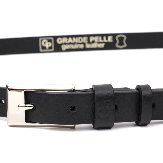 Ремінь Grande Pelle Тонкий жіночий шкіряний Чорний (11673) - зображення 5