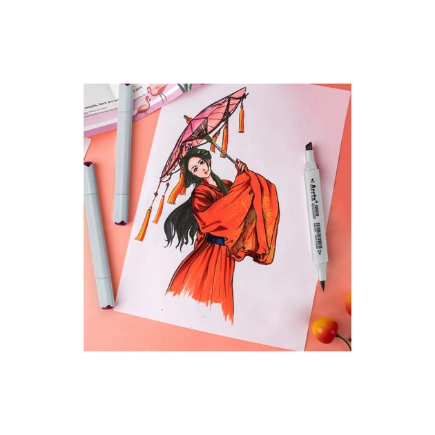 Художній маркер Arrtx Спиртові Oros ASM-03RD 24 кольори, червоні відтінки (LC302536) - picture 6