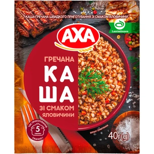 Їжа швидкого приготування АХА Каша Гречана зі смаком яловичини 40 г (4820237691392) зображення 1