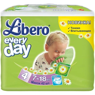 Підгузки Libero Everyday Maxi 4 7-18кг 42 шт (7322540613650) зображення 1