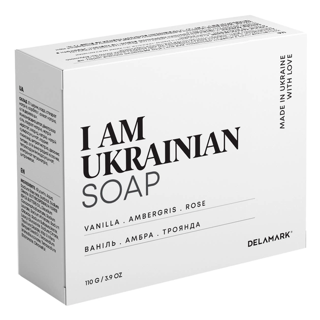 Тверде мило DeLaMark I Am Ukrainian Ваніль-Амбра-Троянда 110 г (4820152333292) - зображення 1