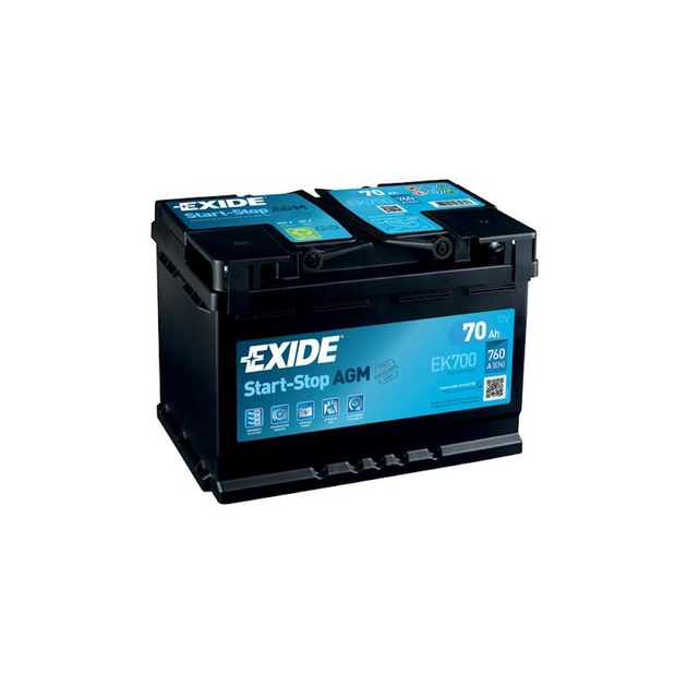 Акумулятор автомобільний EXIDE START-STOP AGM 70A (EK700) - изображение 1