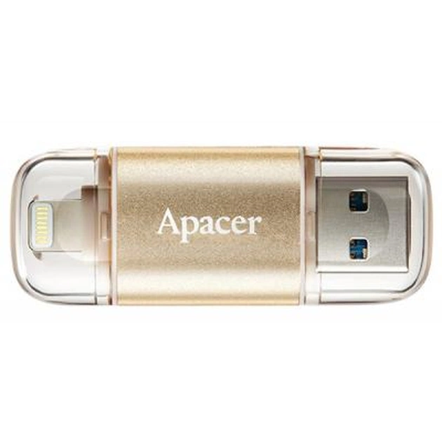 USB флеш накопичувач Apacer 16GB AH190 Gold USB 3.1/Lightning (AP16GAH190C-1) - изображение 1