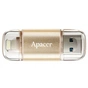 USB флеш накопичувач Apacer 16GB AH190 Gold USB 3.1/Lightning (AP16GAH190C-1) - зменшене зображення 1