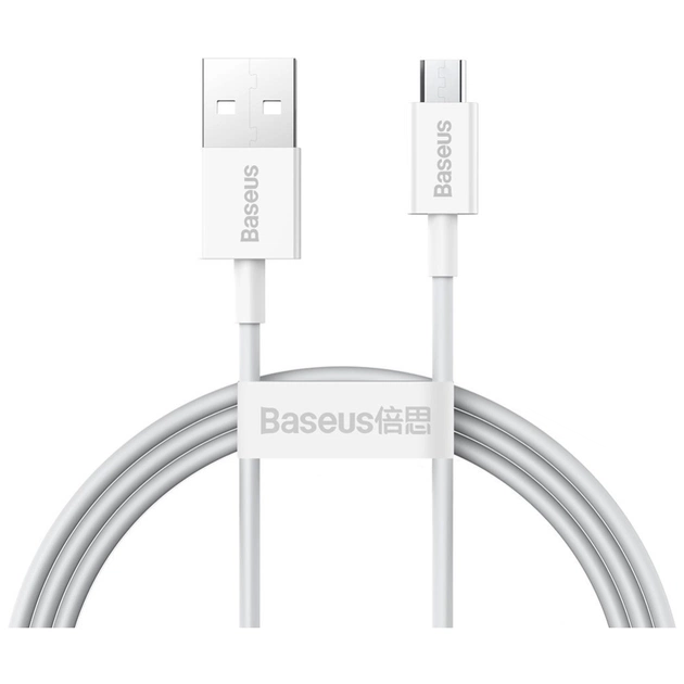 Дата кабель USB 2.0 AM to Micro 5P 1.0m 2A white Baseus (CAMYS-02) - изображение 1