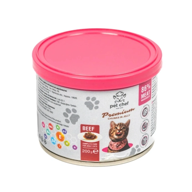 Вологий корм для кішок Pet Chef З яловичиною 200 г (4820255194042) - зображення 1