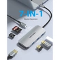 Концентратор Vention USB-C to HDMI/3xUSB 3.0/SD/TF/PD Aluminum Alloy 0.15m gray (TOJHB) - зменшене зображення 2