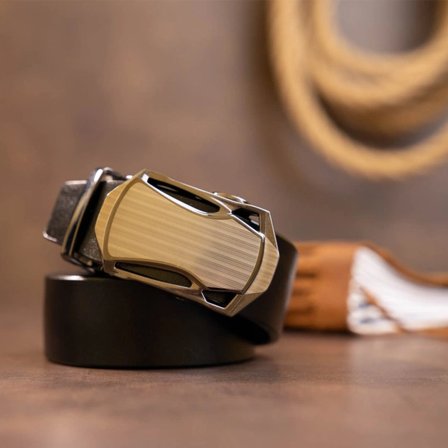 Ремінь Vintage Чоловічий з пряжкою автомат Чорний (20355) - зображення 8