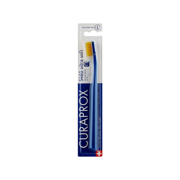 Зубна щітка Curaprox CS 5460 Ultra Soft Ультрам'яка D 0.10 мм Темно-синя з жовтою щетиною (CS 5460-24) - зображення 1