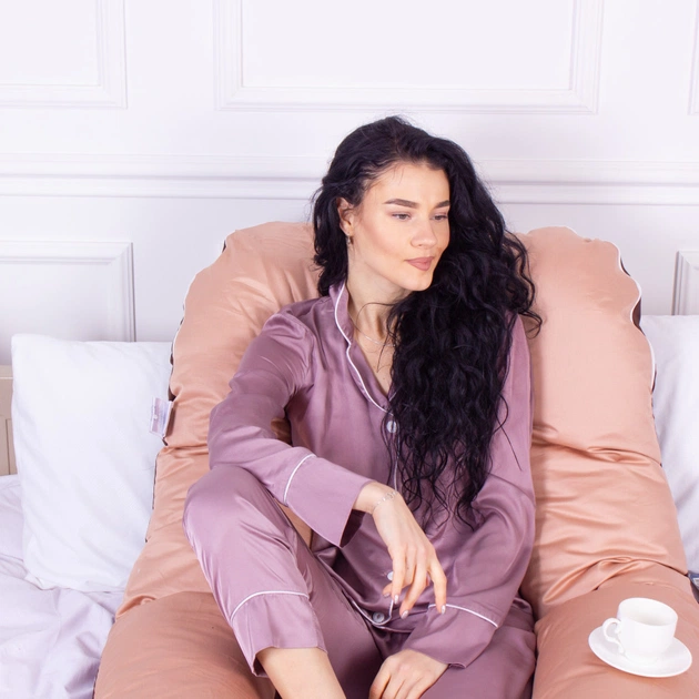 Подушка MirSon для вагітних та відпочинку Delicate Satin №8028 U-подібна Cappuccino (2200006178668) - picture 6