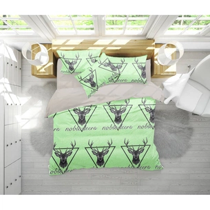 Постільна білизна MirSon Бязь 17-0515 Noble deers lime Сімейна 160x220 (2200003643121) зображення 1