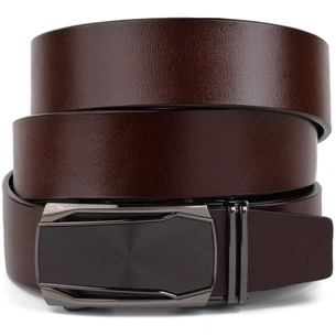 Ремінь Vintage Чоловічий з матовою вставкою на пряжці Коричневий (20278) зображення 1
