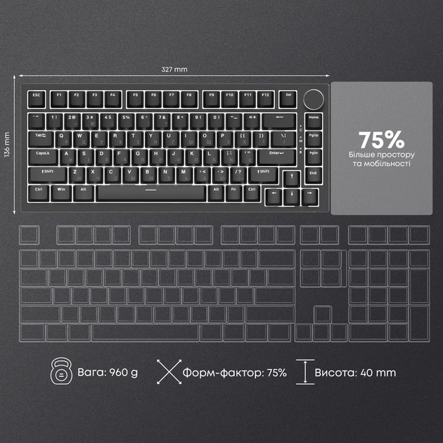 Клавіатура Ajazz AK820 Red Switch Black USB-C (AK820-R-B) - зображення 12